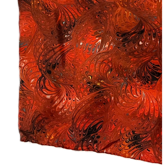 Burmel Silk Scarf Red Geometric Swirls Retro 23" Chiffon Authentic Rare Vintage - Picture 4 of 5